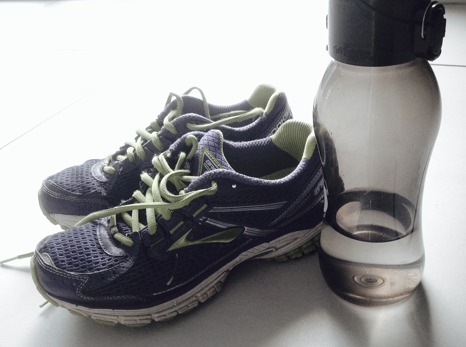 Shoes and water bottle