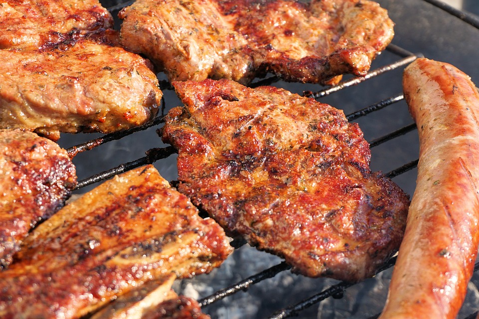 grill with meat