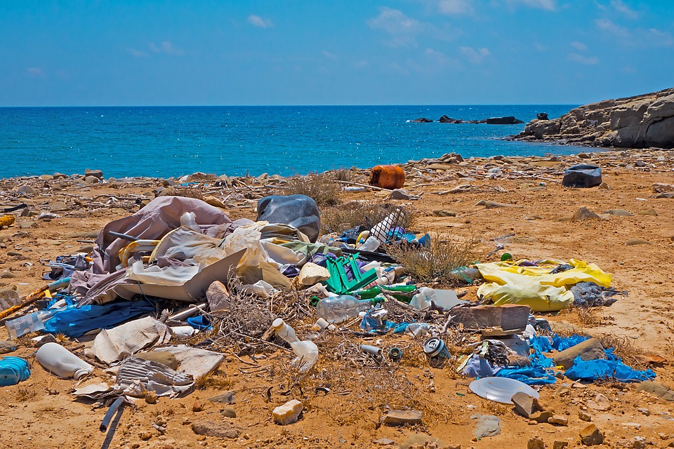 trash on beach